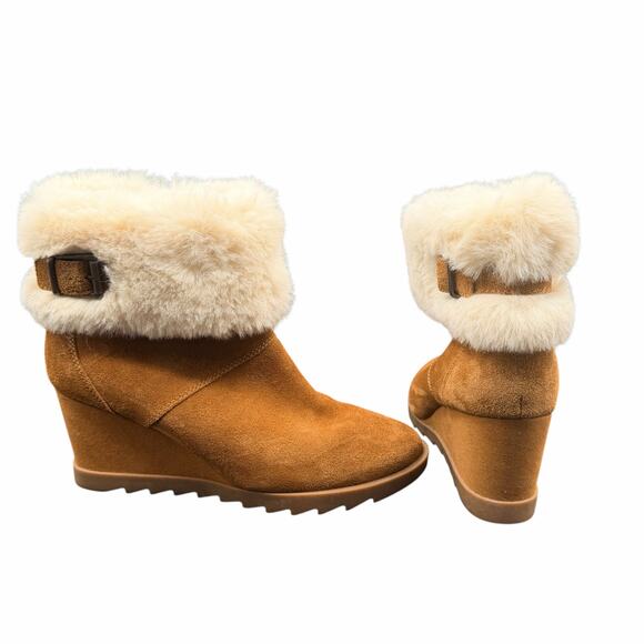 Shoes - Koolaburra by UGG Shearling Suede Wedge Boots Tan 1124194 Size 8